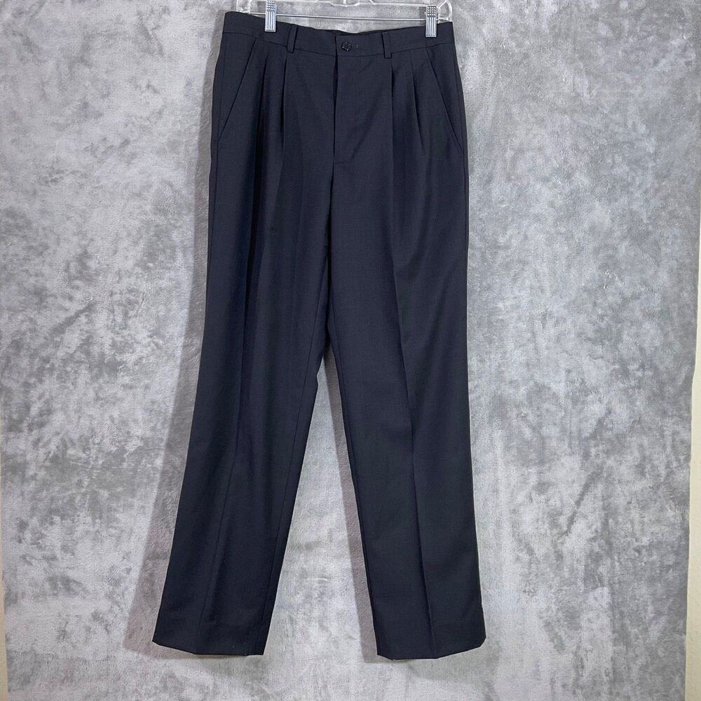 Vintage Crocodile Italian Wool Blend Pleated Dress Pants Men’s 31 x 31 dark gray